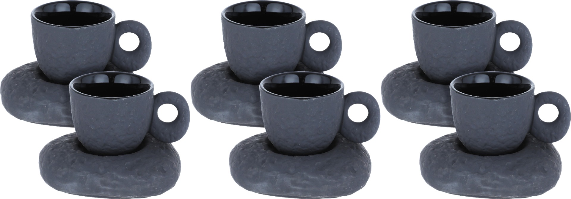 Al Saif Gallery porcelain coffee cup set, stone pattern, with saucer, 12 pieces - white product image