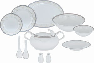 Dania Porcelain Dinner Set, 75 Pieces, Engraved - White product image