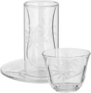 Al Saif Gallery Glass Cups and Saucers Set, 18 Pieces, with Saucers - Clear product image