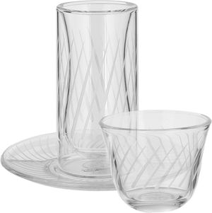 Al Saif Gallery Glass Cups and Saucers Set, 18 Pieces, with Saucers - Clear product image