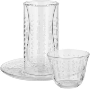 Al Saif Gallery Glass Cups and Saucers Set, 18 Pieces, with Saucers - Clear product image