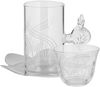 Al Saif Gallery Glass Cups and Saucers Set, 18 Pieces, with Stainless Steel Saucers - Clear Silver product image 1