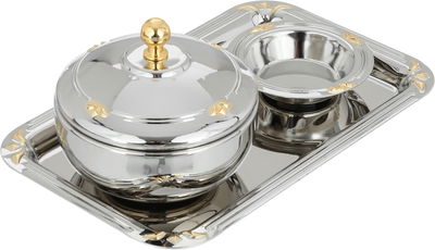 طقم تقديم تمرية استيل، 3 قطع - فضي ذهبي product image 1