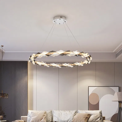 Modern circular Meshkati chandelier, Kelvin LED, 3000, circular 80 cm - silver gray crystal product image 1