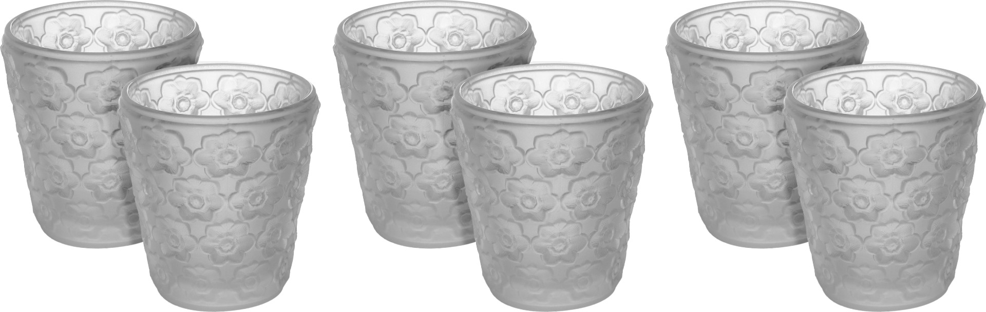 Al Saif Gallery glass cups set, 6 pieces, rose pattern - transparent product image