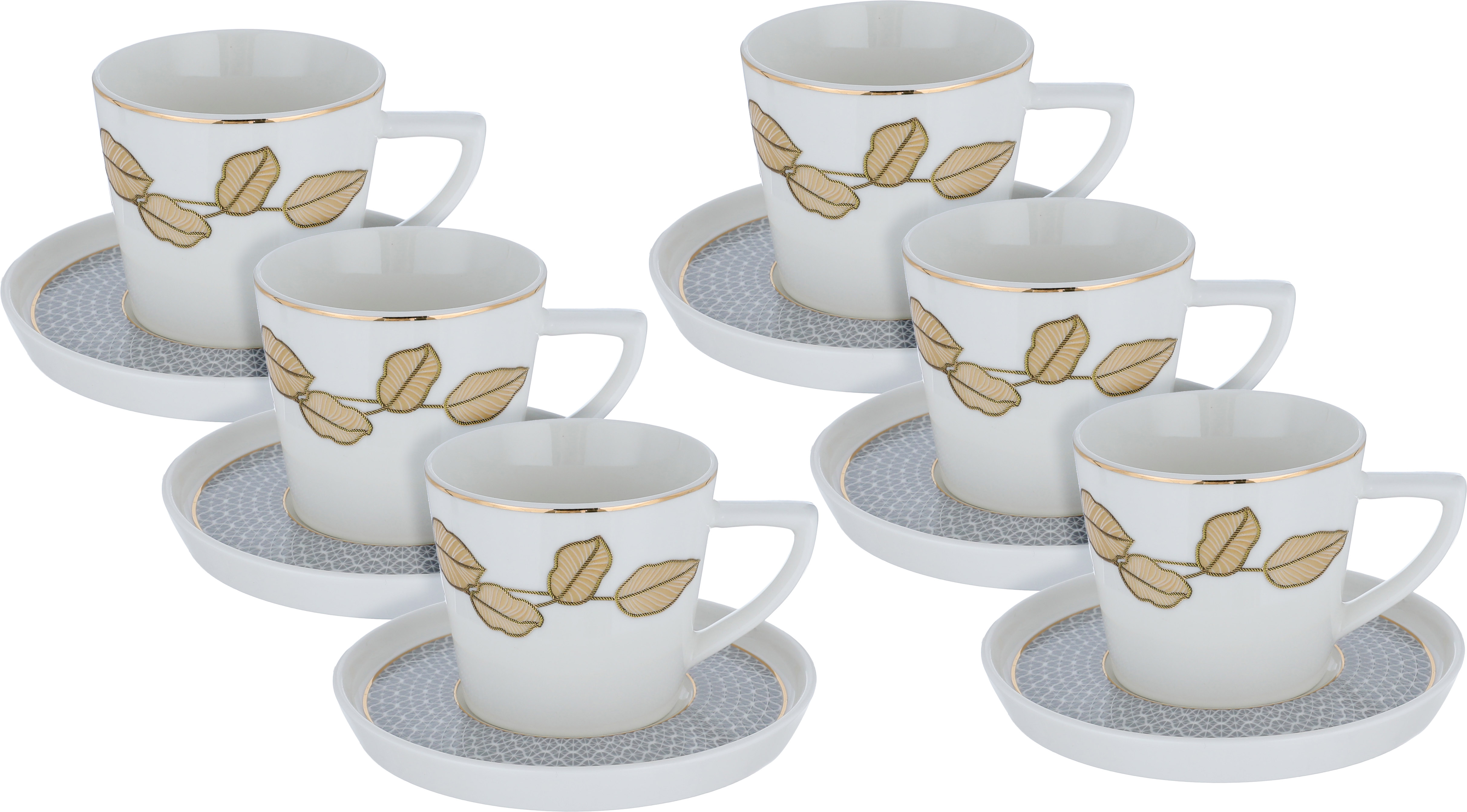 Al Saif Gallery porcelain coffee cup set, 12 pieces, leaf pattern - white product image
