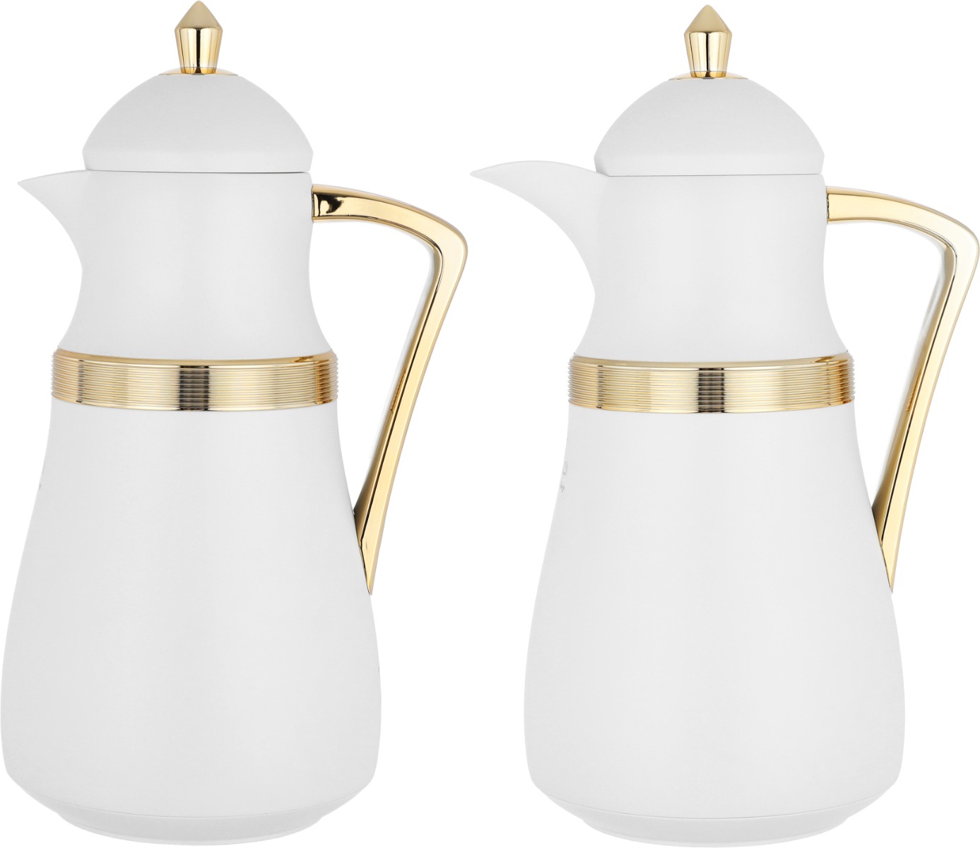 Al Saif Gallery Najd thermos set, 1/1 liter, thermal glass inner shell, plastic outer shell, 2 pieces - silver white product image