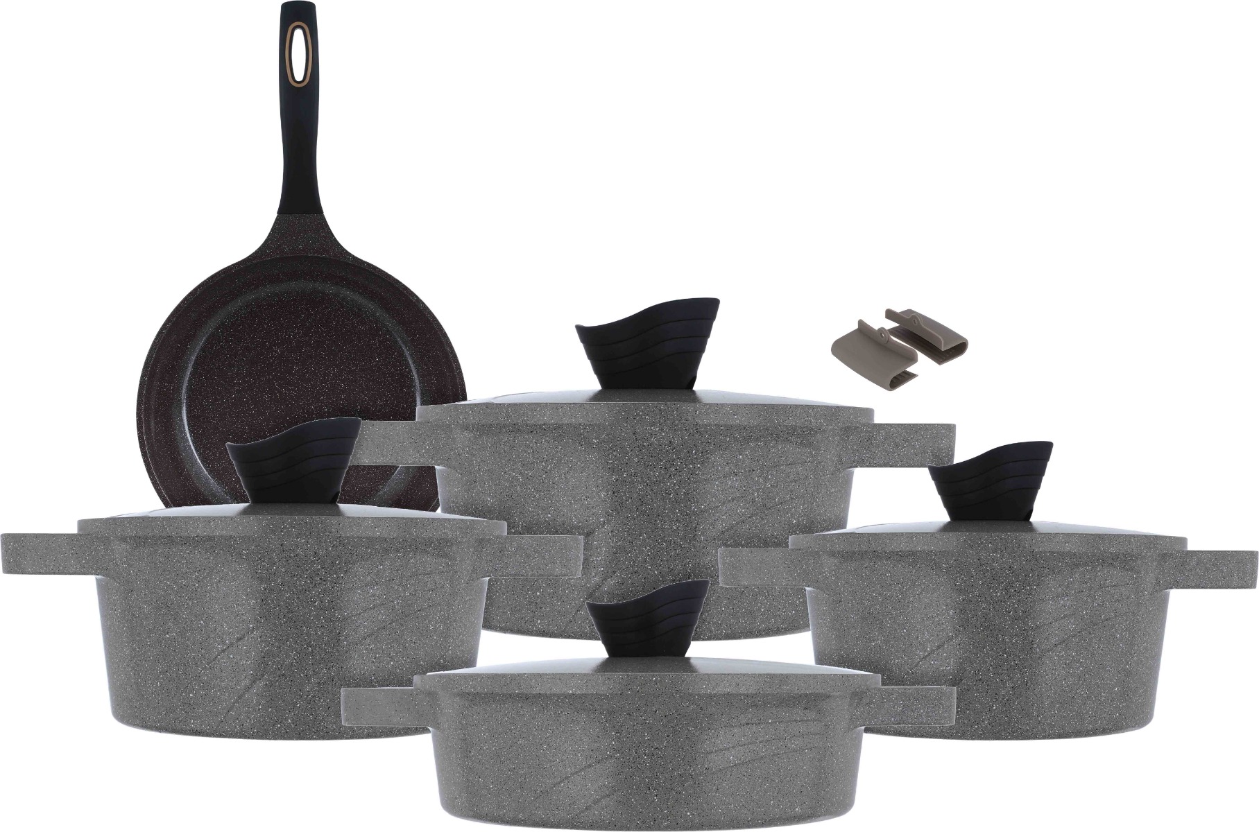 Tornado Granite Cookware Set, 9 Pieces - Dark Beige product image 1