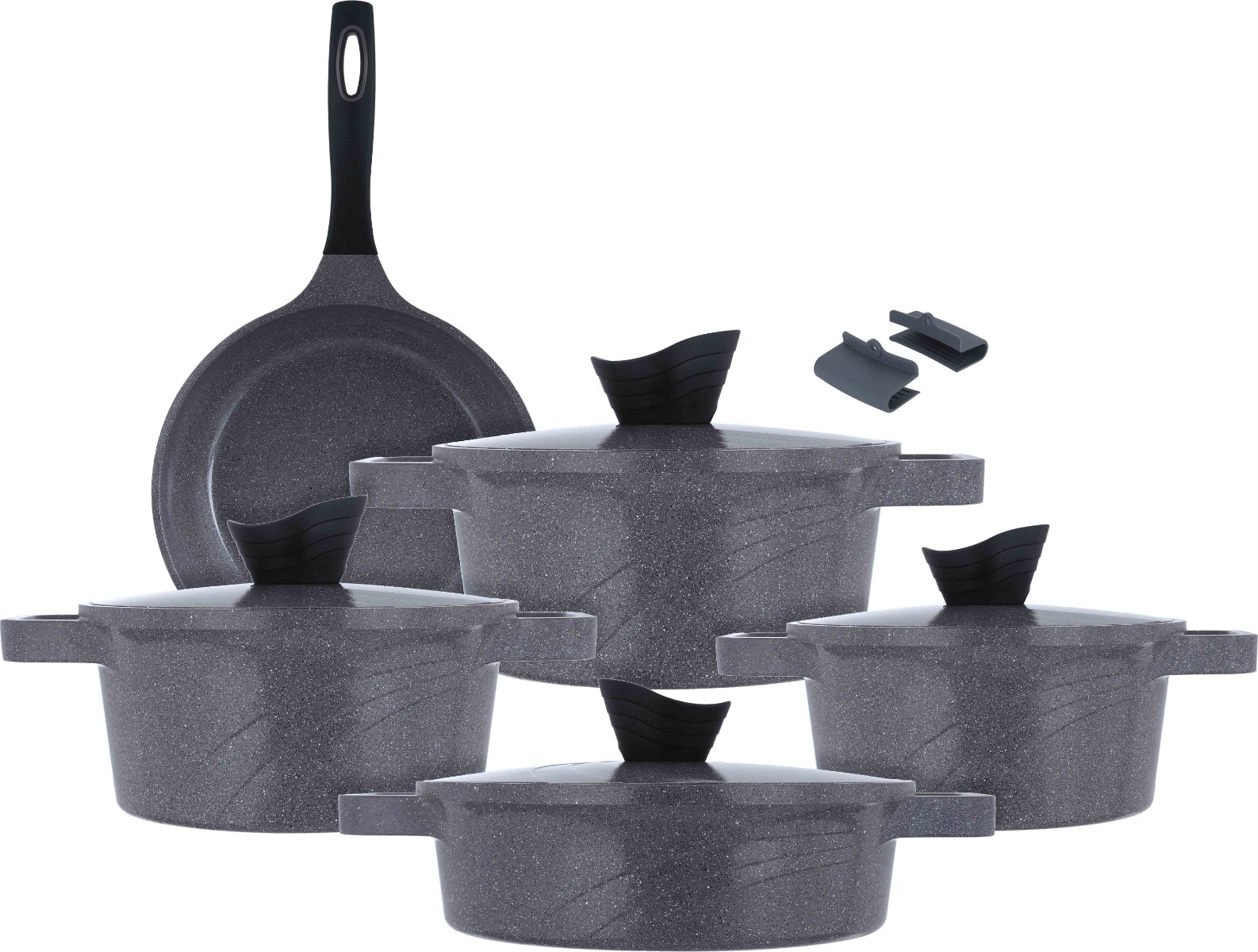 Tornado Granite Cookware Set, 9 Pieces - Grey product image 1