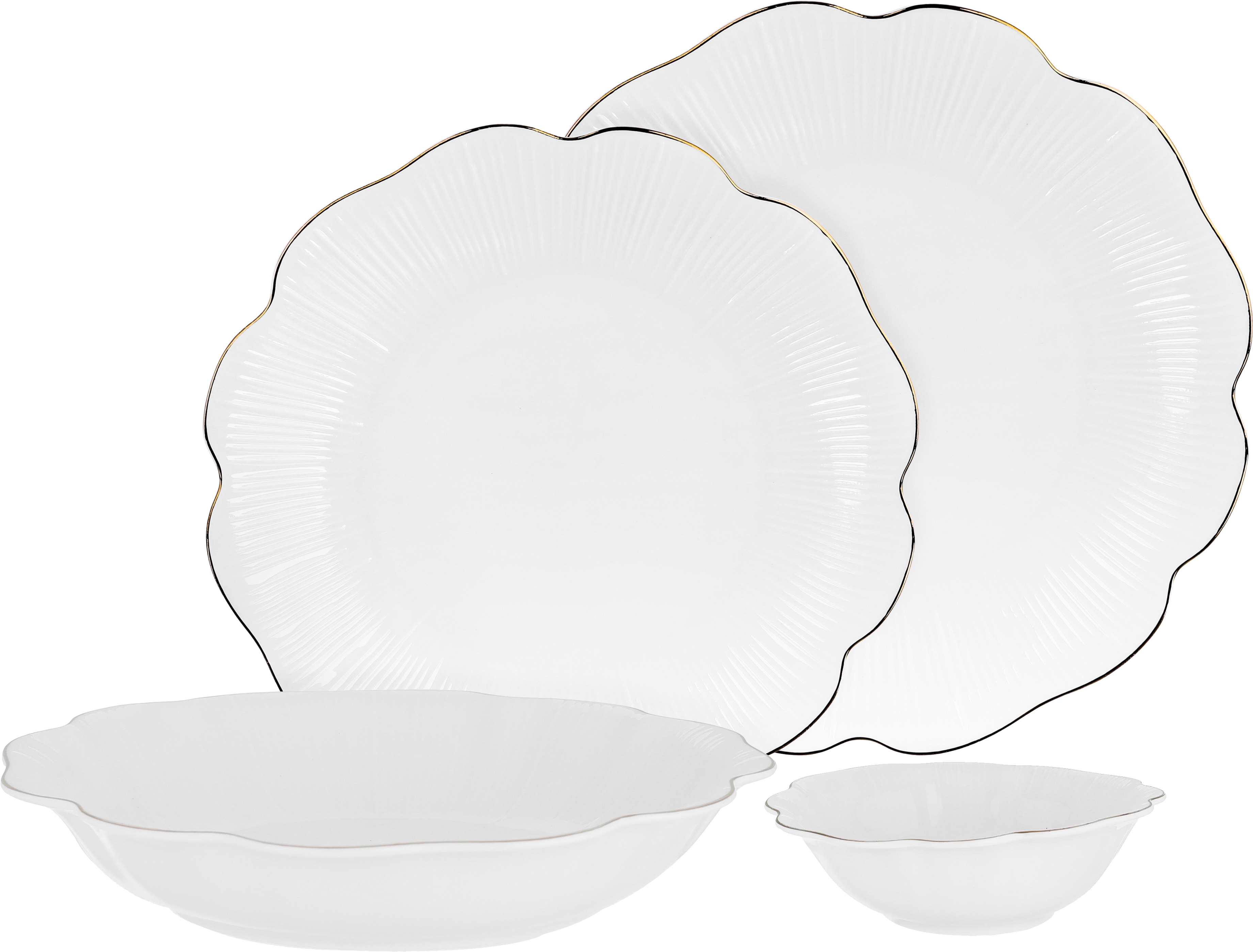طقم تقديم سفرة بورسلان السيف غاليري، 24 قطعة - أبيض product image
