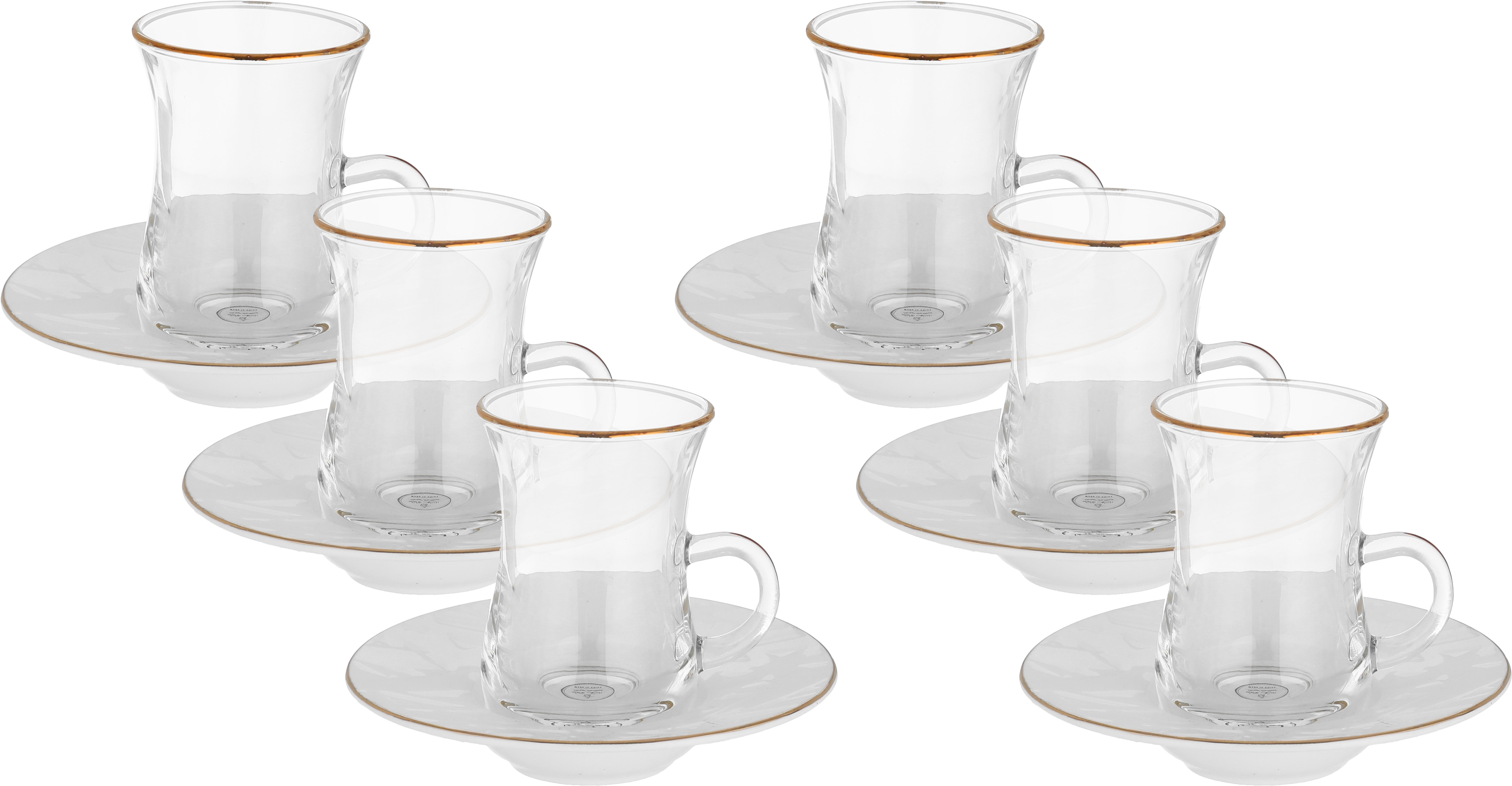 طقم بيالات شاي زجاج السيف غاليري، صحون، 12 قطعة - أبيض شفاف product image