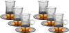 Amber Stainless Steel Glass Tea Cups and Saucers Set, 12 Pieces, 120 ml, Gold-Grey Gold Base 120 ml, Gold-Grey Gold Base product image 1