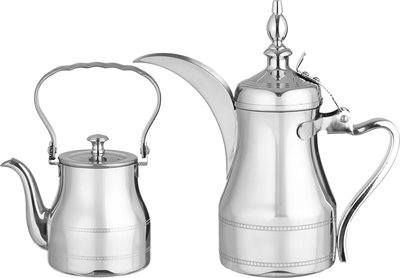طقم دلة و إبريق ستانلس استيل السيف غاليري، 1.2 / 0.9 لتر، 2 قطعة - فضي product image 1