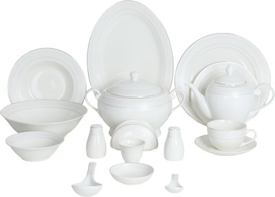 طقم تقديم سفرة بورسلان السيف غاليري، 65 قطعة - أبيض ذهبي product image 1