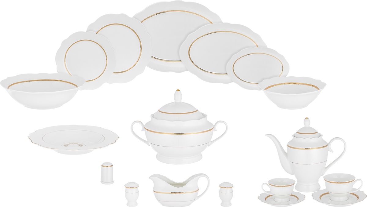 طقم تقديم سفرة بورسلان السيف غاليري، 87 قطعة - أبيض product image