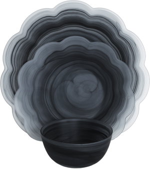 طقم تقديم سفرة زجاج زوجي هاند، 18 قطعة - رمادي شفاف product image