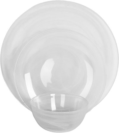 طقم تقديم سفرة زجاج زوجي هاند، 18 قطعة - شفاف product image 1