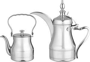 طقم دلة و إبريق ستانلس استيل السيف غاليري، 0.9 / 0.7 لتر، 2 قطعة - فضي product image