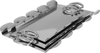 طقم طوفريات تقديم ستانلس ستيل، 3 قطع، منقوش، مقبض معدني - فضي product image 2