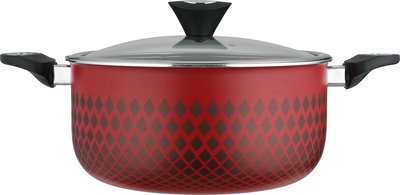 طقم قدور تيفال رد فلام، 7 قطع، غطاء زجاج - أحمر أسود product image 3