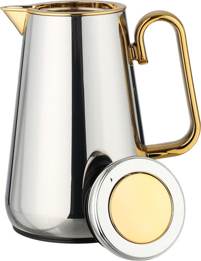 Al Saif Gallery Stainless Steel Thermos, 0.7 Liter, Heat-Resistant Glass Interior, Push Button, Self-Service - Silver Gold product image 5