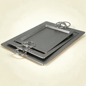 طقم صواني تقديم استيل الجهوري، 3 قطع - فضي product image