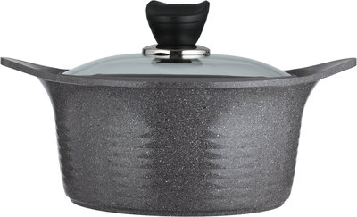 طقم قدور كوري جرانيت تورنادو، 7 قطع، غطاء زجاج - رمادي غامق product image 4