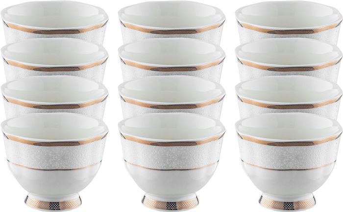 Al Saif Gallery Porcelain Coffee Cup Set, 12 Pieces - White And Golden product image 1