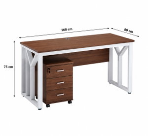 مكتب إداري خشب MDF، 160x80x75 سم - بني فاتح ابيض product image 2