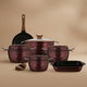 طقم قدور جرانيت تيتانيوم نيوكلاين، 10 قطع، غطاء زجاج - احمر غامق product image 1