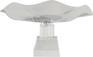 ستاند تقديم ستانلس استيل السيف غاليري، 22x22x12 سم، قاعدة مربع زجاج - فضي شفاف product image 2