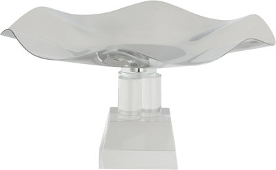 ستاند تقديم ستانلس استيل السيف غاليري، 22x22x12 سم، قاعدة مربع زجاج - فضي شفاف product image 2