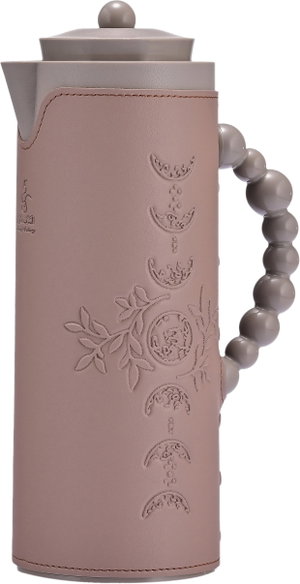 Al Saif Gallery Royal 7T thermos, 1 liter, leather covered, moon pattern, glass inner shell, plastic outer shell - Cappuccino product image 2