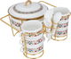 One More Porcelain Soup Set with Stand, 16 Pieces, Decorated - White Gold product image 3