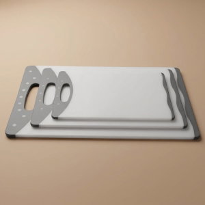طقم ألواح تقطيع بلاستيك السيف غاليري، مستطيل، بحافة أسود، 3 قطع - أبيض product image