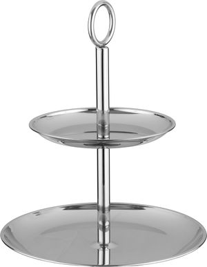Al Saif Gallery Stainless Steel Serving Stand, 20x14x26 cm, Round, 2 Tiers - Silver product image 2