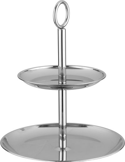 Al Saif Gallery Stainless Steel Serving Stand, 20x14x26 cm, Round, 2 Tiers - Silver product image 2