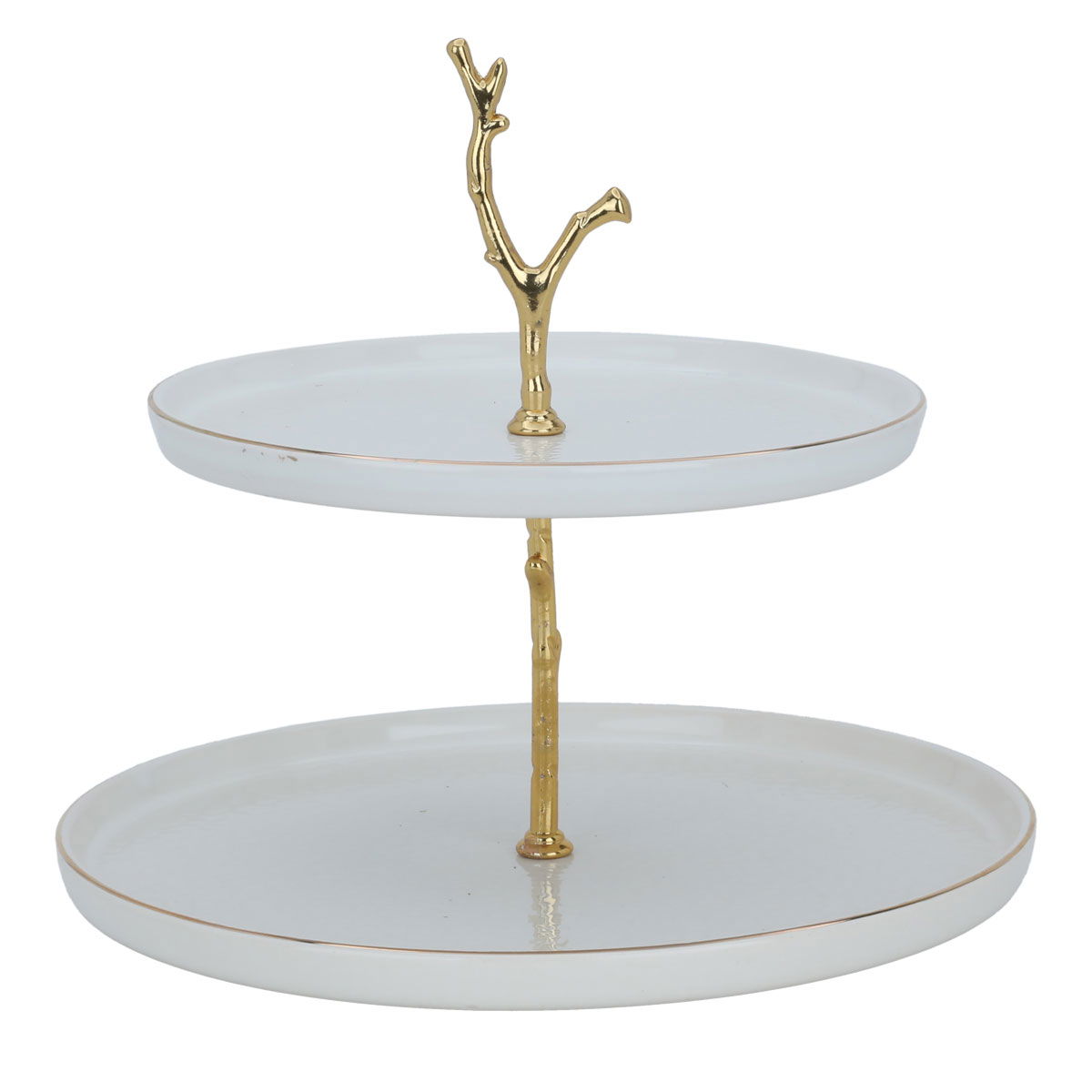 Al Saif Gallery porcelain dessert serving stand, 37x15x4 cm, 2 levels - white product image