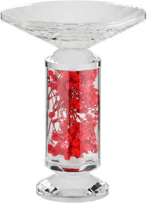 Al Saif Gallery Glass Serving Stand, Decorated With Pink Flowers, Round, 15X15X20 Cm - Clear product image