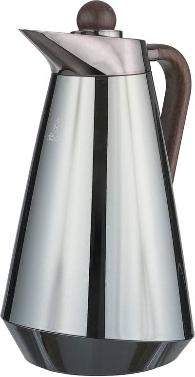 Al Saif Gallery Tarif Thermos Set, 1/0.7 Liter, Glass Interior, 2 Pieces, Dark Wooden Handle, Push-Button Lid - Black product image 5