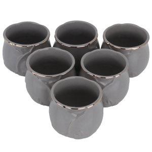 طقم فناجين قهوة عربي بورسلان السيف غاليري، 6 قطع - موف ذهبي product image 2