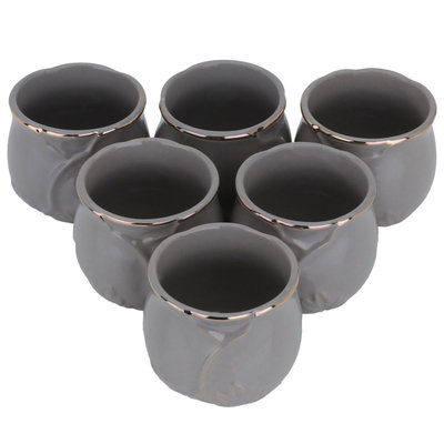 طقم فناجين قهوة عربي بورسلان السيف غاليري، 6 قطع - موف ذهبي product image 2