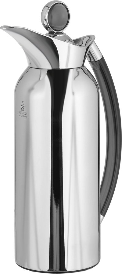 Al Saif Gallery Al Thuraya Thermos Set, 2 Pieces, 1/1 Liter, glass interior, black handle, push-button lid - silver product image 5