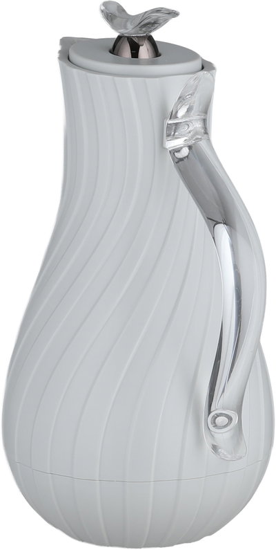 Glory Layal Thermos, 1 Liter, Glass Interior, Transparent Handle, Push-Button Lid - Light Gray product image 3