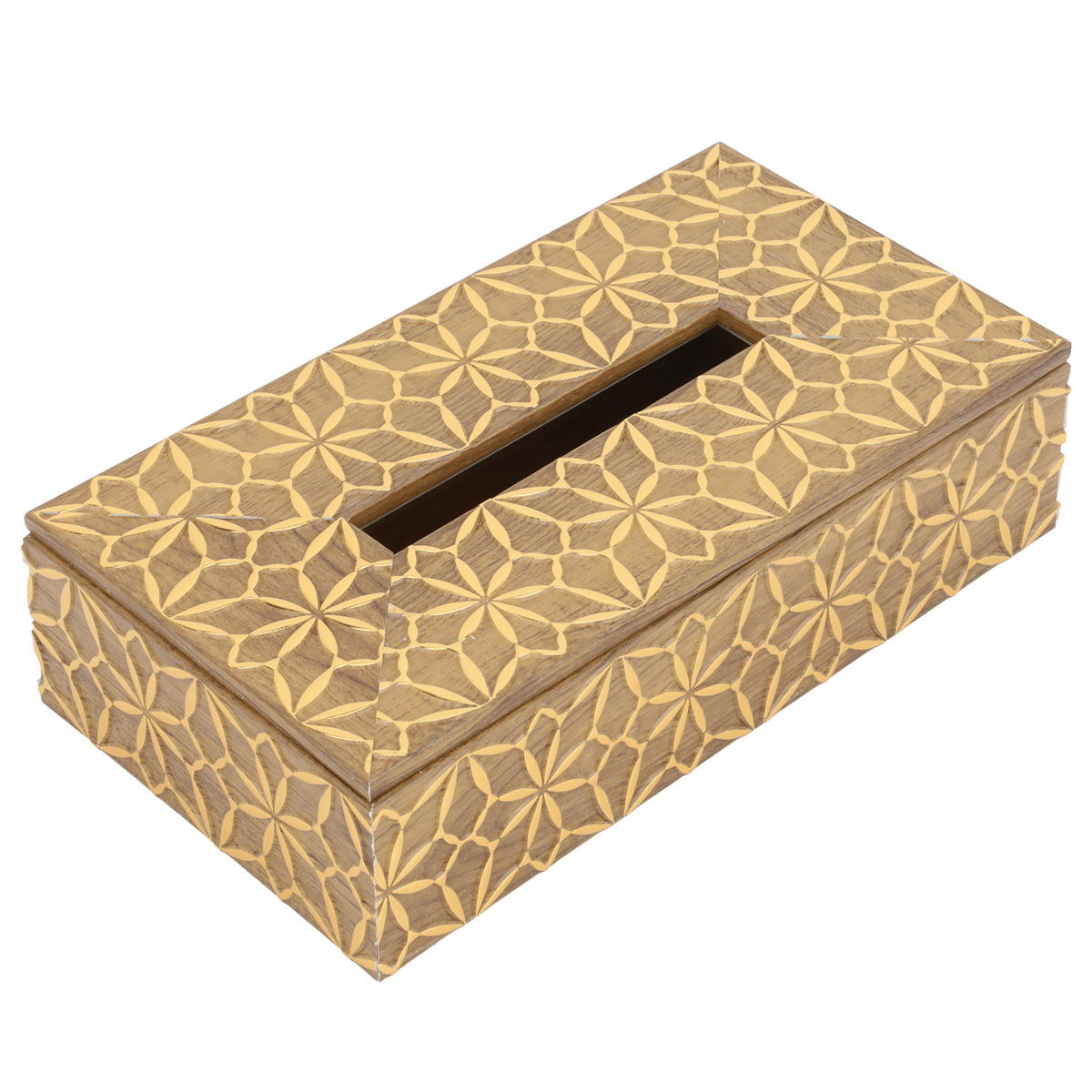 Wahaj Al Masa Wooden Tissue Box, 23 x 12 x 6 cm - Golden Beige product image