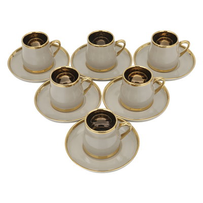 طقم فناجين قهوة تركي مع صحون بورسلان السيف غاليري، 12 قطعة - رمادي فاتح ذهبي product image 3