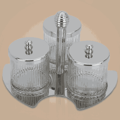 طقم علب زجاج السيف غاليري، 4 قطع، غطاء، ستاند - فضي product image 3