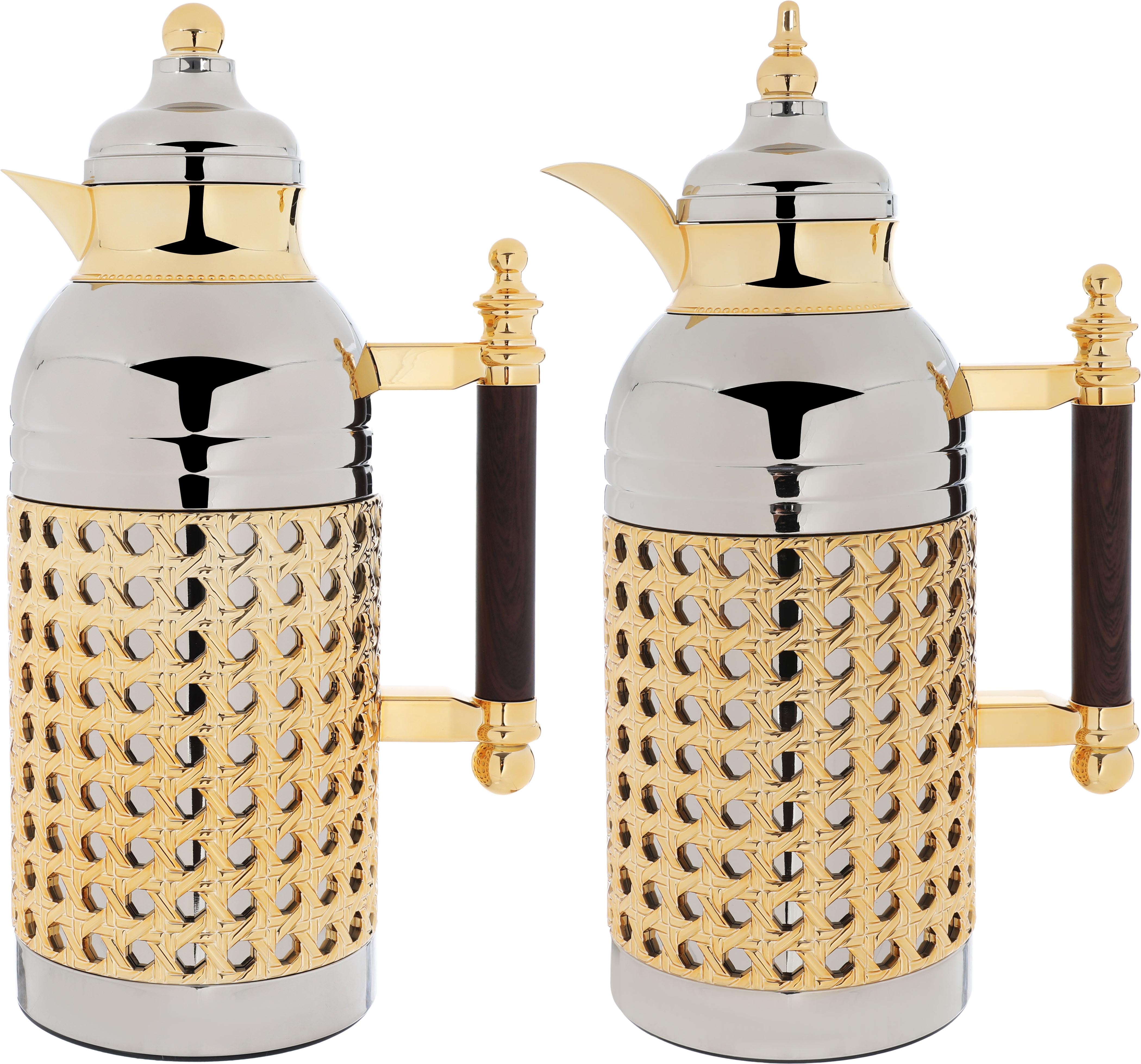 Al Saif Gallery Sarah thermos set, 1 liter, thermal glass inner container, steel outer shell - gold product image