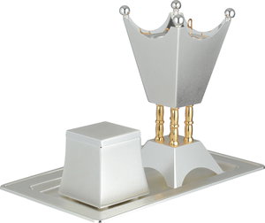 طقم مبخرة ستانلس استيل السيف غاليري، 3 قطع، طوفرية مستطيل - فضي ذهبي product image 2