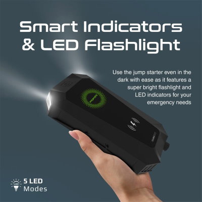 شاحن بطارية سيارة مع بنك طاقة لاسلكي بروميت، 10 واط، 19200 مللي أمبير، اضاءة LED - اسود product image 6